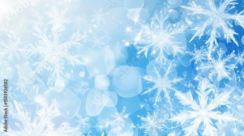 Elegant Blue Winter Background with Sparkling Snowflakes for Festive Designs
