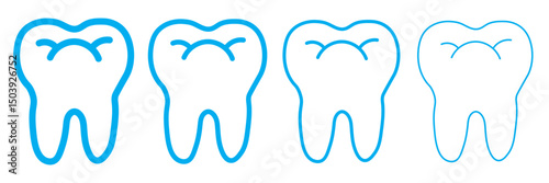 clean tooth icon Thin line vector illustration set