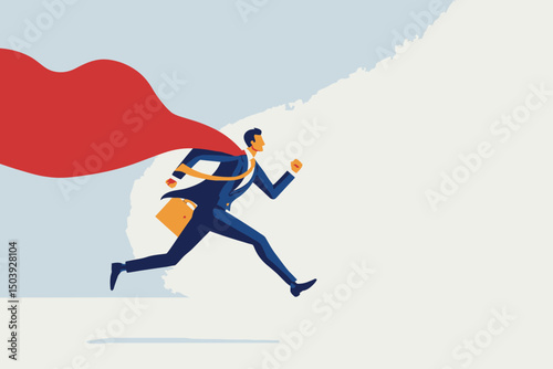 Superhero businessman with superpower, confident and courageous, symbolizing strength, control, business success, responsibility, and fearless positive attitude concept vector
