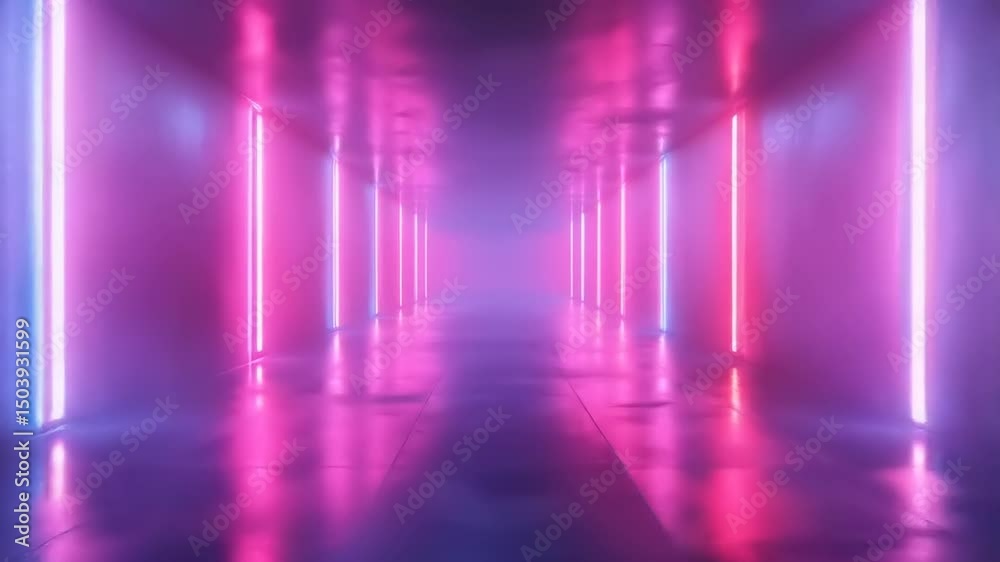 Neon Corridor with Pink Blue Glow. (1)