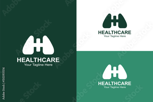 Respiratory Healthcare Logo with Medical Cross & Lungs - Editable EPS Vector