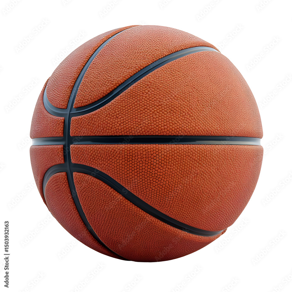 Fototapeta premium Basketball with glossy texture, dramatic shadows, . PNG file isolated on transparent background.