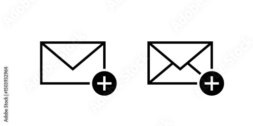Add envelope message outline icon. Create email, mail sign symbol