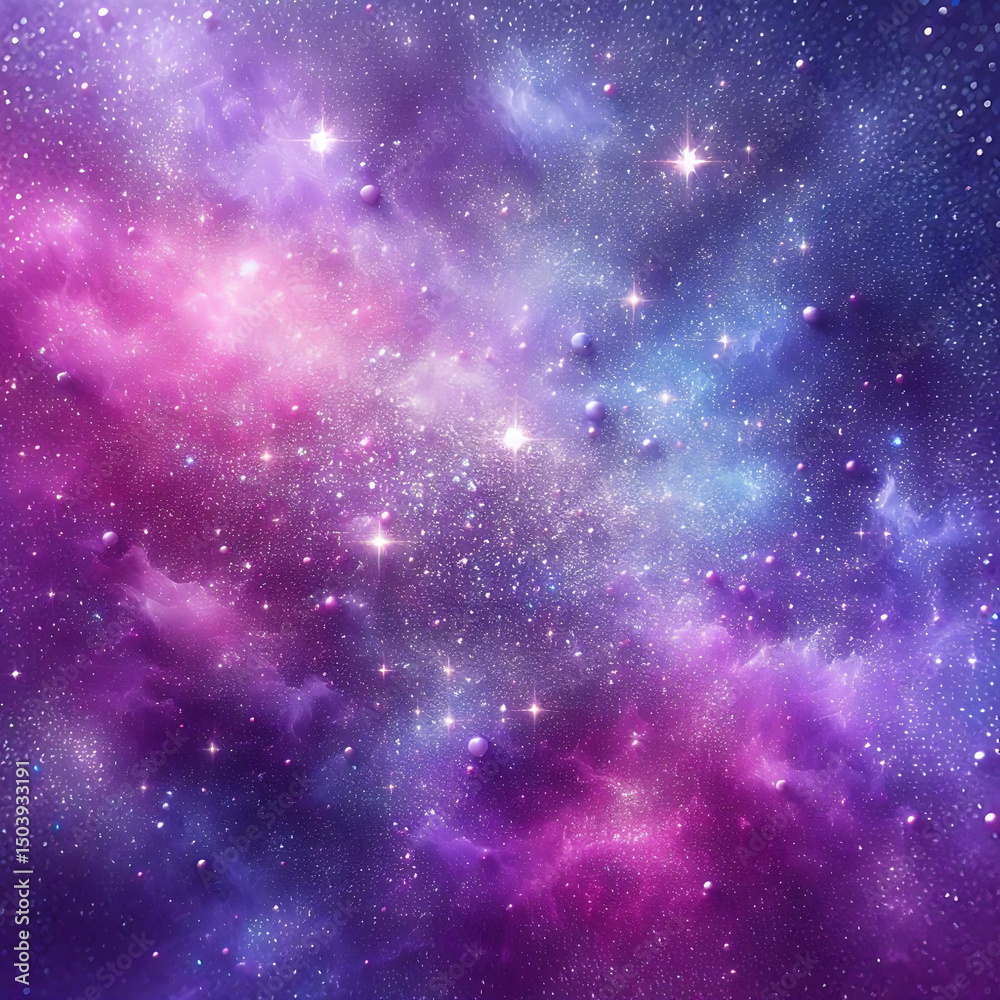 Fototapeta premium Cosmic Galaxy with Pink and Purple Nebulae and Stars