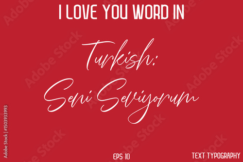 Turkish Seni Seviyorum   -  I Love You Word Typography Cursive Text
