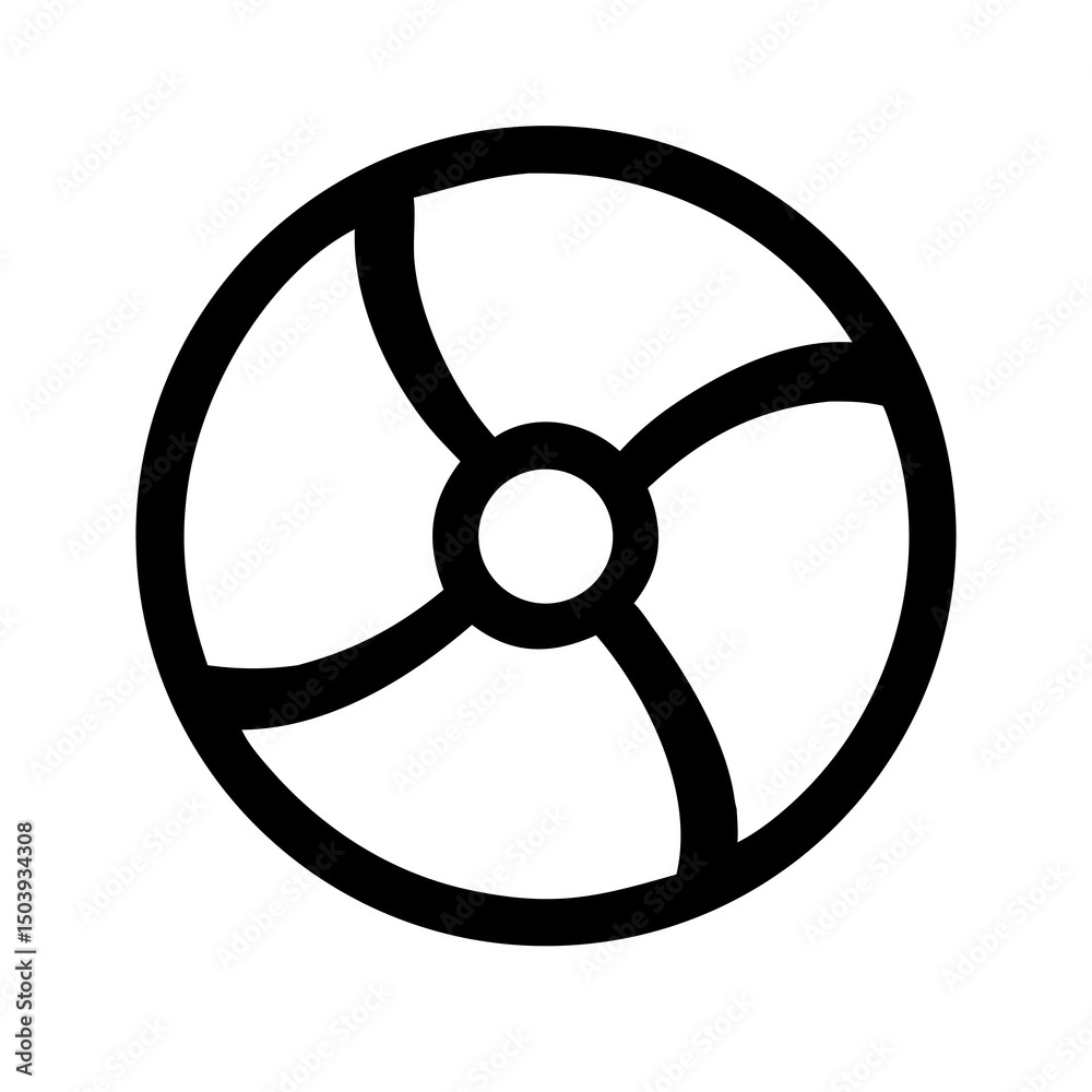 Obraz premium Abstract Black and White Circular Design with Three Sections Simple Graphic Element Minimalist Geometric Shape Isolated on White