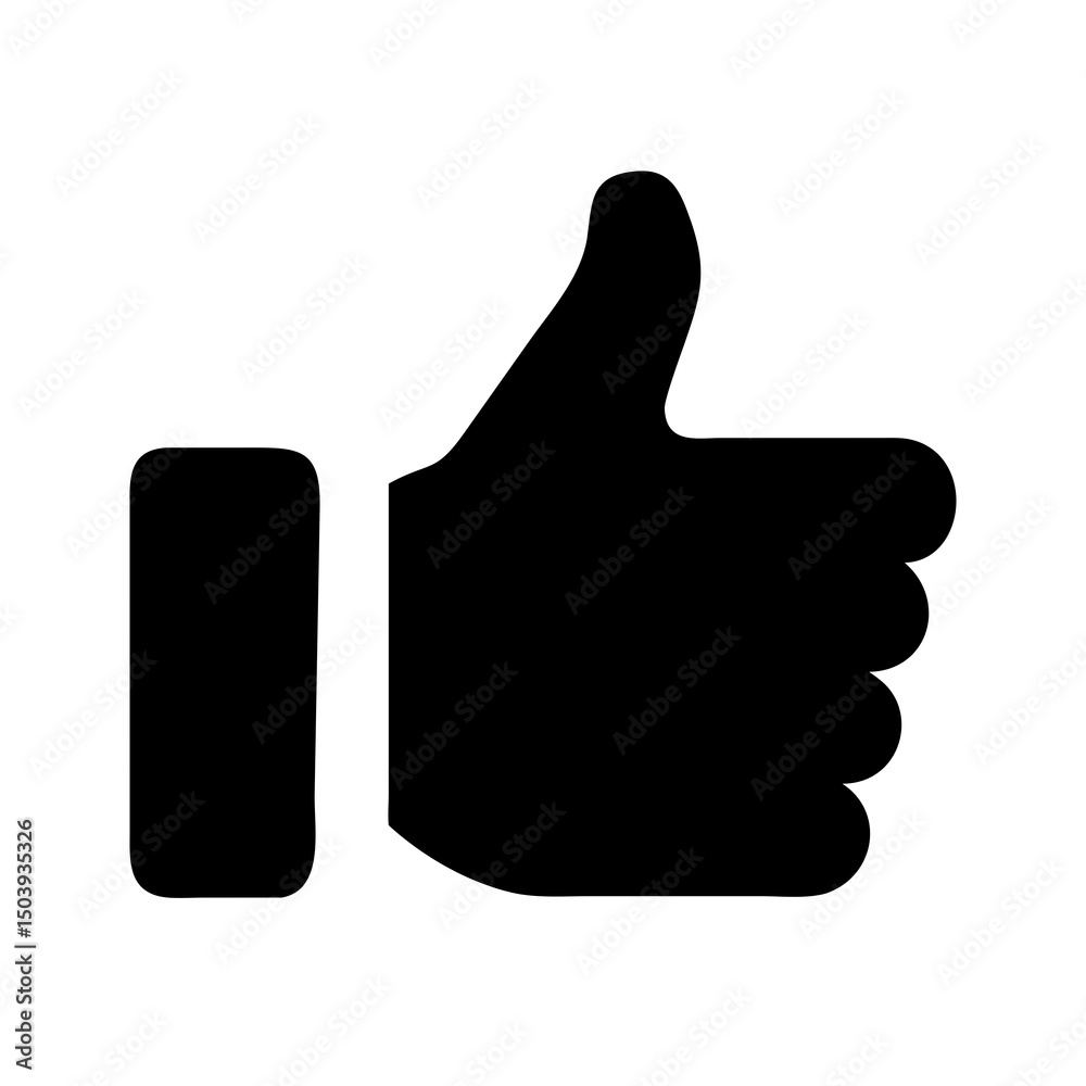 Black Thumbs Up Icon on White Background Symbolizing Approval Agreement and Positive Feedback for Social Media and Online Content Black Thumbs Up Icon on White Background Symbolizing Approval Agreement and Positive Feedback for Social Media and Online Content
