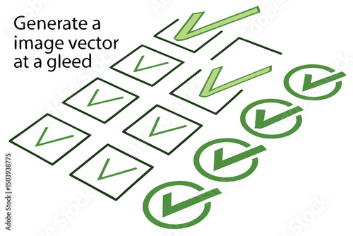 Green check mark icons in square and circle shapes on white background