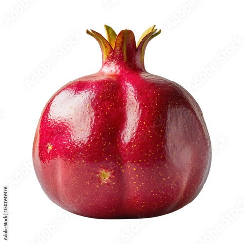 A vibrant red pomegranate fruit isolated on Transparent with textured surface and detailed appearance