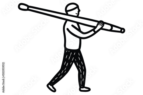 Man carrying oversized pen or brush creative concept illustration vector design