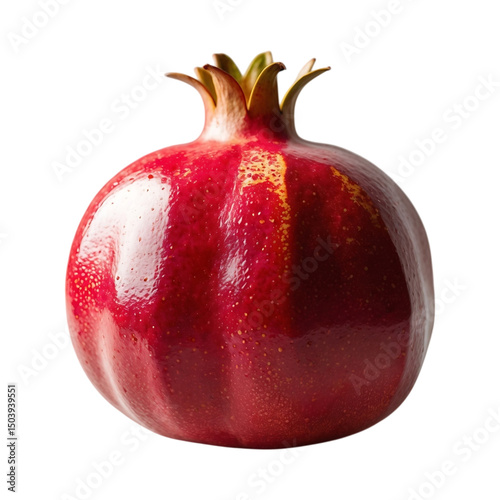 Beautifully vibrant and isolated ripe pomegranate fruit on a clean Transparent background
