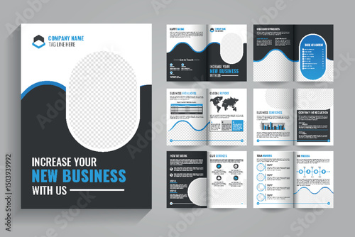 Professional Company Profile Brochure Design, Modern & Creative 12 page  bi fold Business Brochure Template