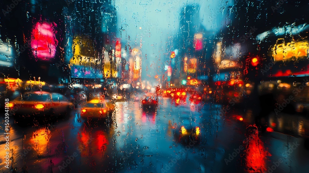 Fototapeta premium Moist glass surface showing fine water droplets, great for ambient visuals, steamy mood content, and soft focus design elements.