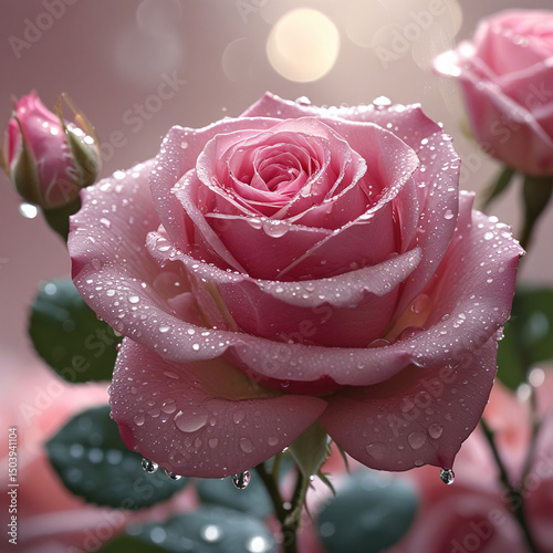 pink rose with water drops