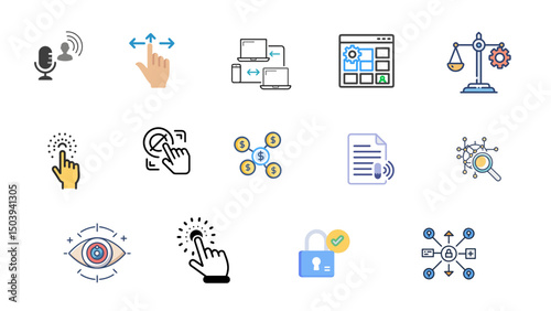Human-Computer Interaction (HCI) & Accessibility Icons - Digital Interaction, User Interface & Assistive Tech Set