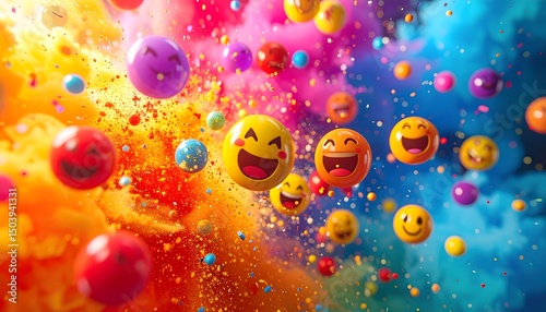 Wallpaper Mural Colorful Emoji Celebration Explosion Torontodigital.ca