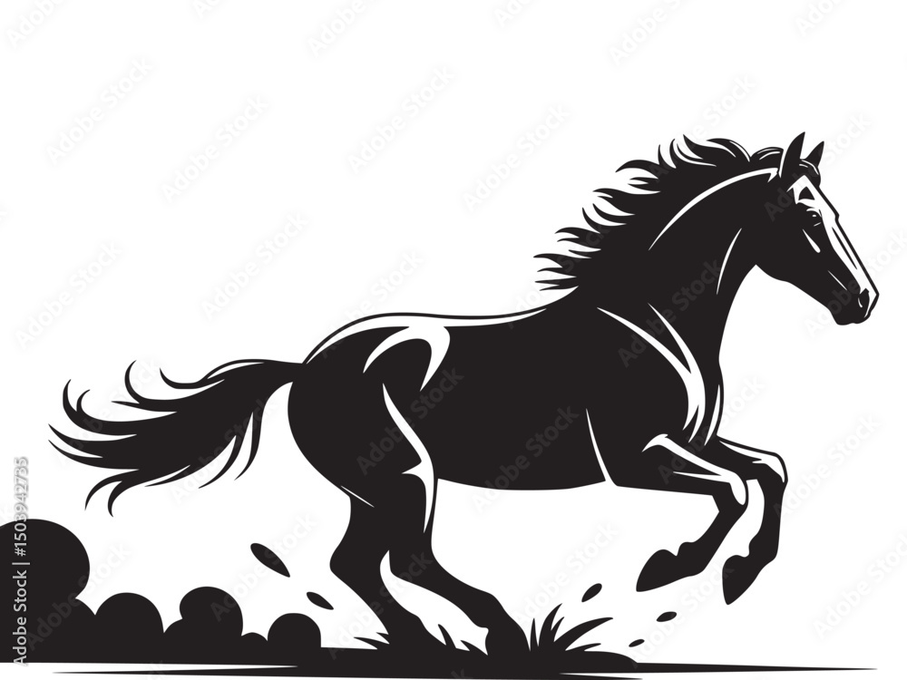 Fototapeta premium black horse on white background