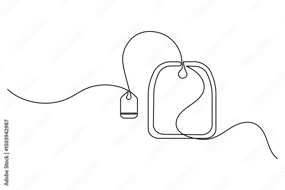 Obraz premium Tea bag continuous one line drawing and minimalist style isolate outline vector icon