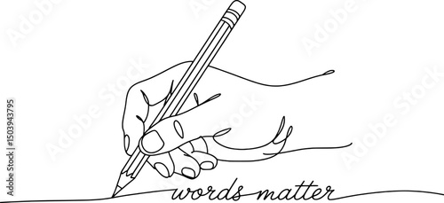 Hand writing words matter line art minimalist design