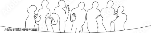 Group of people silhouettes clapping and gesturing
