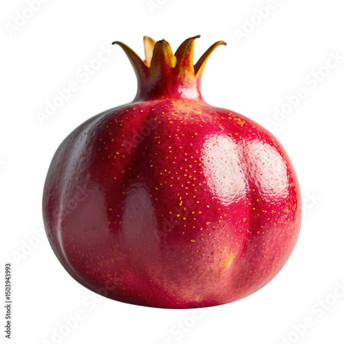 Vibrant isolated pomegranate fruit detailed rendering with a seamless Transparent background