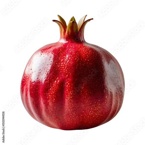 Vibrant red pomegranate fruit isolated on a Transparent background showing healthy freshness and detail