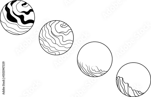 Abstract line art planets celestial design elements