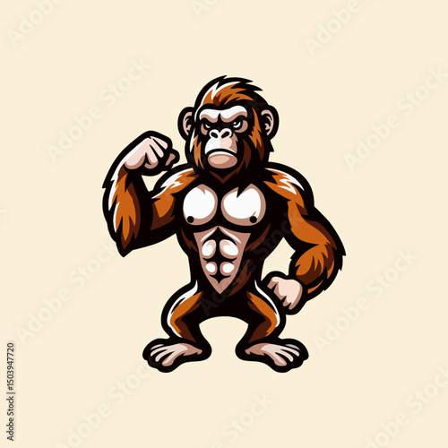 Creative Cartoon Ape Mascot Face Head Illustration for Esport Gaming Logo Badge Team Avatar Character Wild Jungle Animal Funny Cute Primate Beast Digital Design Modern Symbol Fierce Artwork