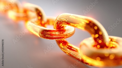 Glowing Digital Chain Links in Focus