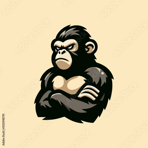 Wild Animal Cartoon Ape Mascot Vector Illustration for Esport Gaming Badge Fierce Funny Beast Jungle Character Cool Digital Symbol Team Identity Primate Creature Strong Avatar Modern Design