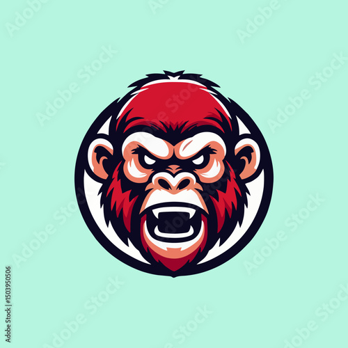 Cartoon Ape Mascot Logo Illustration for Esport Gaming Badge Team Icon Identity Wild Animal Primate Beast Jungle Character Design with Funny Face Cute Grin Symbol and Modern Digital Artwork