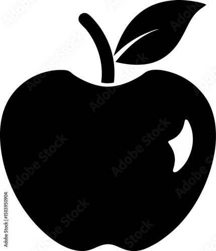 Apple With Bite Mark Silhouette Vector Illustration