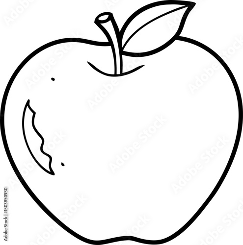 Apple With Bite Mark Line Art Vector Illustration