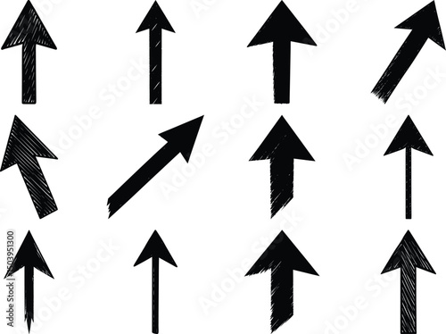 Hand drawn upward arrows vector collection