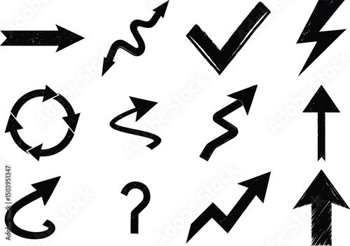 Sketchy arrows vector set