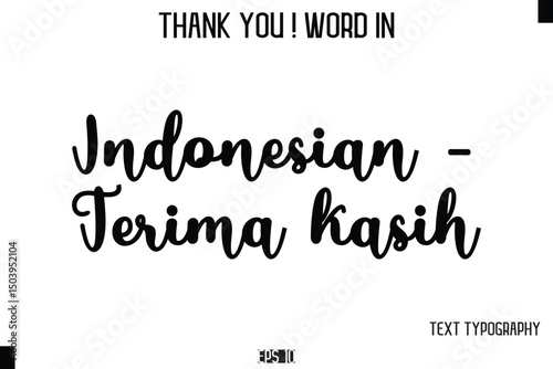 Indonesian - Terima kasih  - Thank You ! Word Elegant Cursive Text Typography Phrase