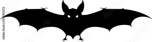 A bat silhouette with outstretched wings and pointed ears.
