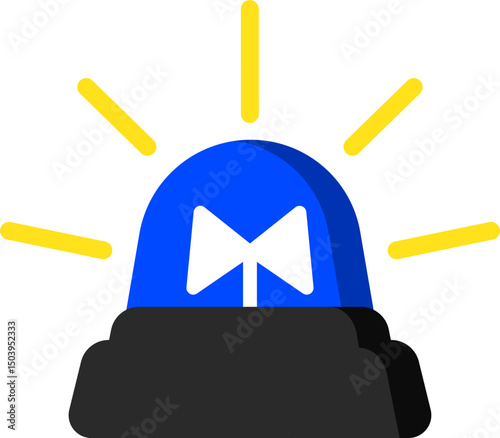 Flat Icon Siren Blue Color Symbol