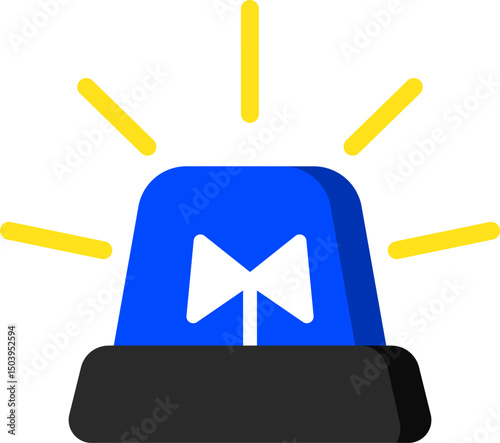 Siren Blue Color Flat Icon, Simple, Caution sign