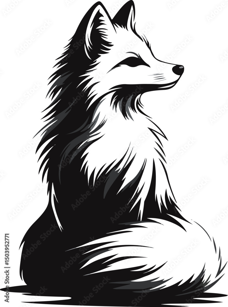Obraz premium Stylized Monochrome Fox Art
