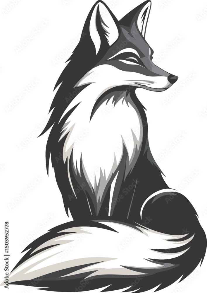 Obraz premium Textured Fox Sitting Down