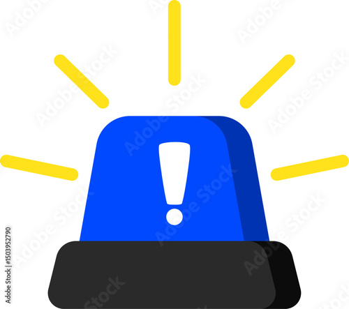Blue Siren Alert Icon Simple Flat