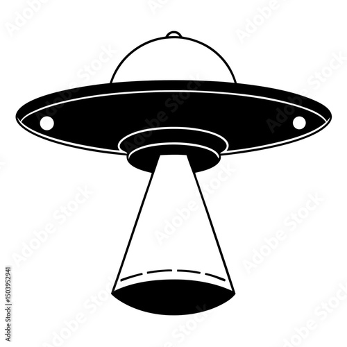 Classic black and white ufo illustration
