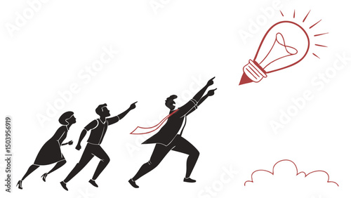Team pursuit of innovation and creative idea illustration in business vector graphic