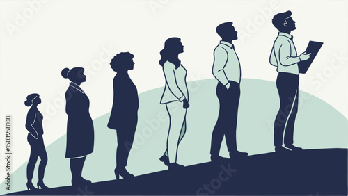 Career growth stages depicted by progressing silhouettes climbing upward vector illustration