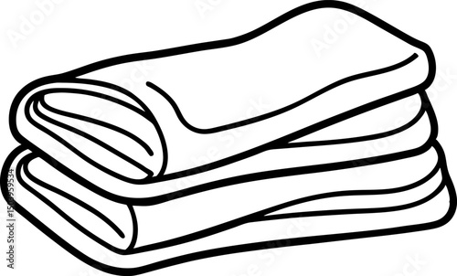 Stack Of Towels Line Art Vector Illustration