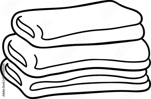 Stack Of Towels Line Art Vector Illustration