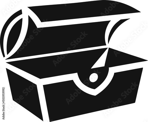Treasure Chest Half Open Silhouette Vector Illustration