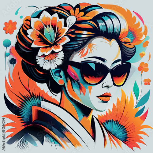 bellissima geisha con gli occhiali da sole 02
