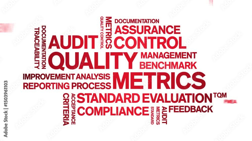 Quality Metrics animated word cloud;text design animation tag kinetic typography seamless loop.